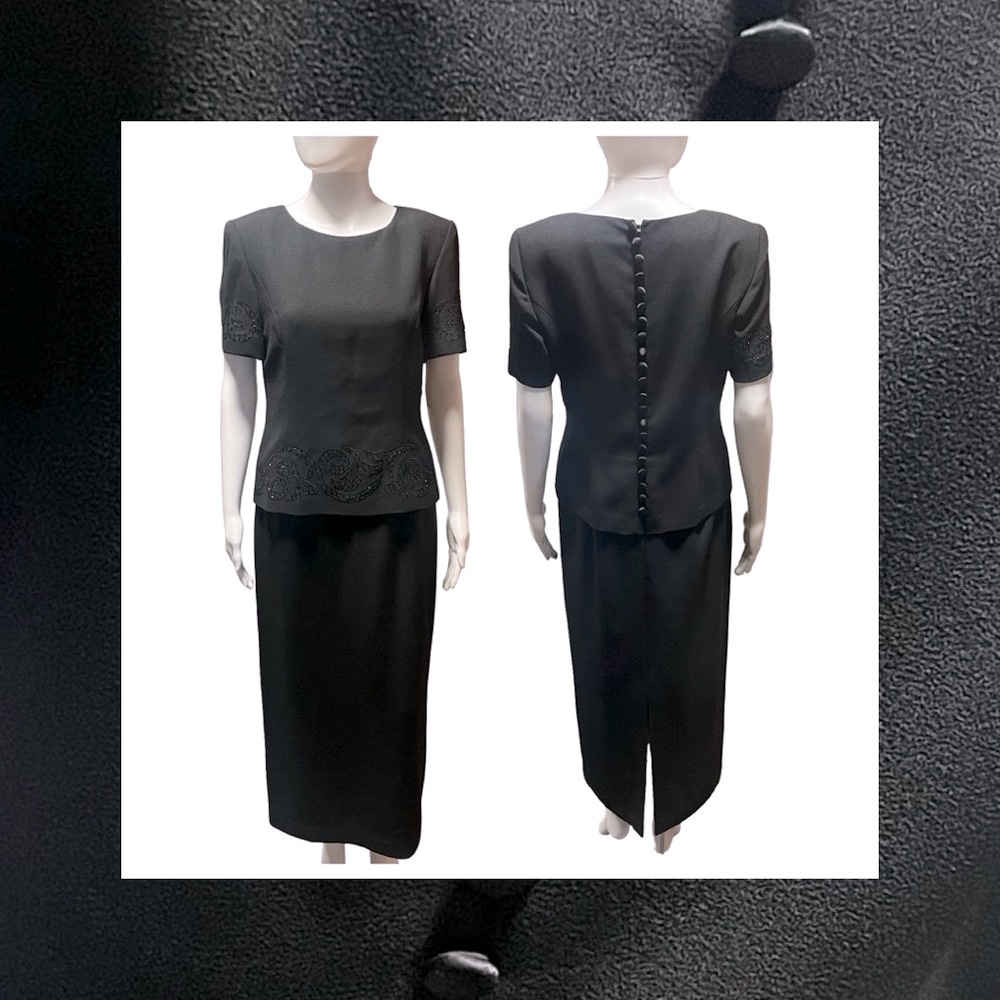 Adrianna Papell Black Pencil Midi Dress for Cocktail
